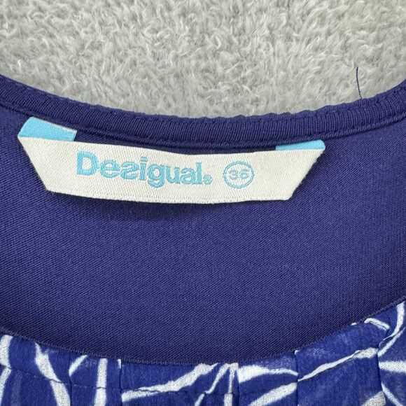 Desigual Dress Womens EU36 Blue Cassidy Tank Boho Printed Layered Chiffon Short - Picture 2 of 10